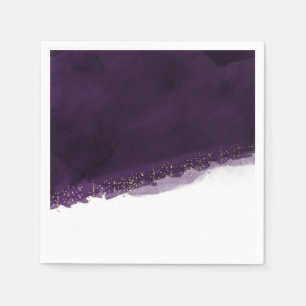 Plum Purple Watercolor & Gold Modern Chic Elegant Napkin