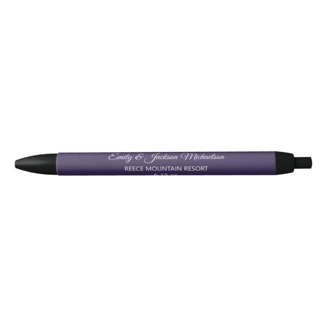 Plum Purple Wedding Bride Groom Guest Gift  Black Ink Pen (Front)