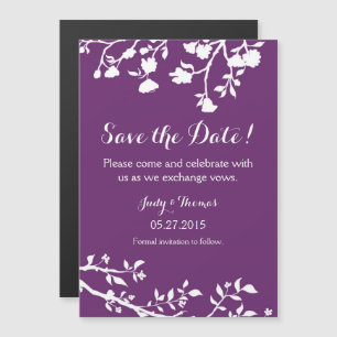 Plum Purple White Flower Save The Date Magnet