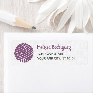 Plum Purple Yarn Ball Return Address Labels