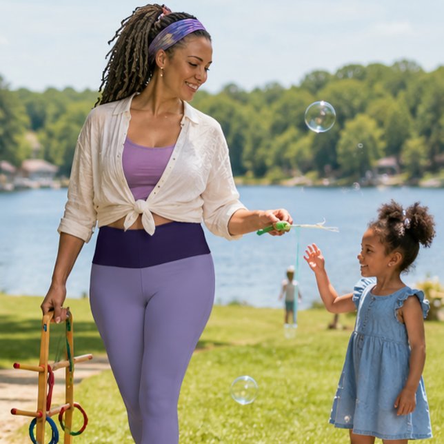 "PLUM PURRFECT" PERSONALIZE HIGH-WAIST CAPRI LEGGINGS (Our Leggings: "PLUM PURRFECT"; Personalize with Your Own Text)