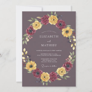 Plum Regal Autumn Wedding Invitation