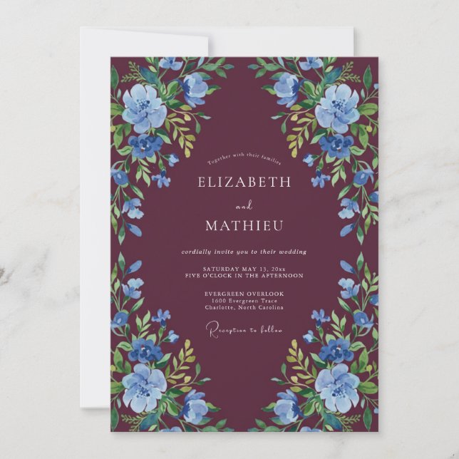 Plum Resplendent Winter Wedding Invitation (Front)