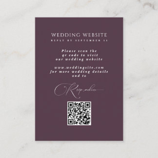 Plum Respond QR Code Wedding Website RSVP Card