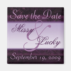 Plum Ribbon Save the Date Magnet