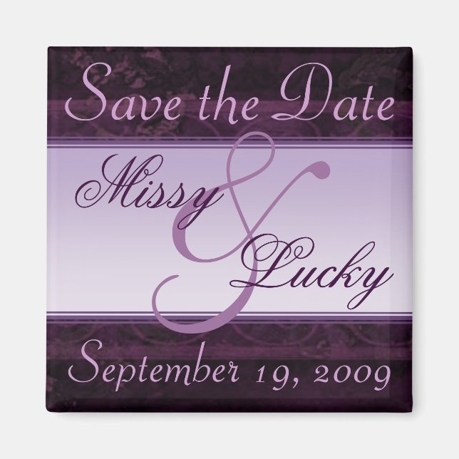 Plum Ribbon Save the Date Magnet (Front)