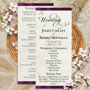 Plum Ribbon Wedding Program