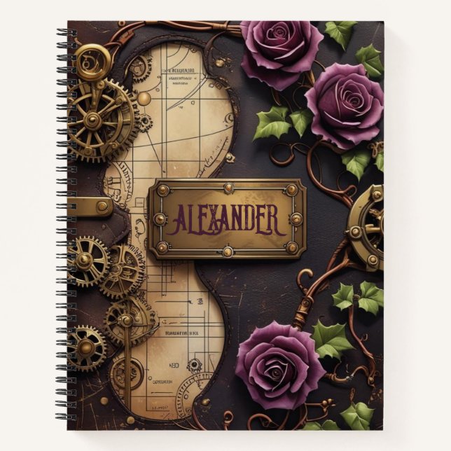 Plum Roses Industrial Steampunk Journal (Front)
