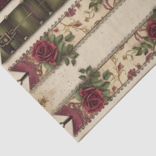 Plum Roses Mechanical Steampunk Tissue Paper