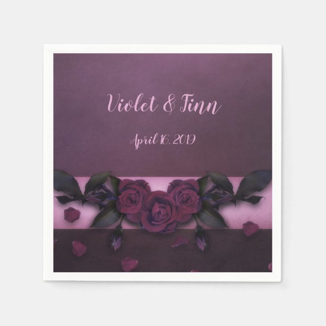 Plum Roses Napkin (Front)