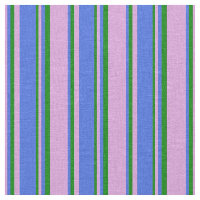 Plum, Royal Blue, and Green Lined/Striped Pattern Fabric (Close Up)