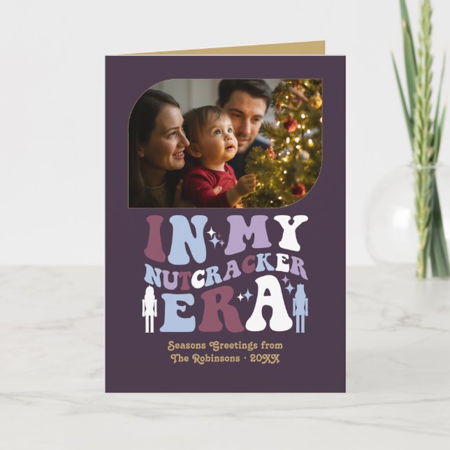 Plum Royale Fun Retro Christmas Photos Holiday Card (Front)