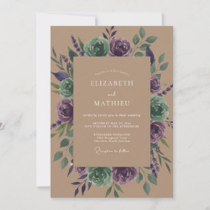 Plum Sage Botanical Flourish Wedding Invitation