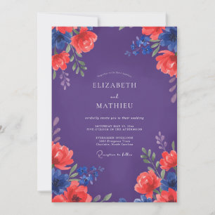 Plum Scarlet Painted Wedding Invitation