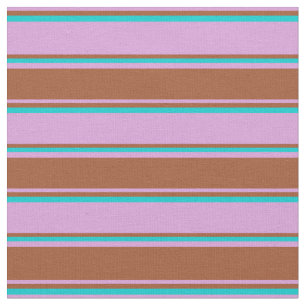 Plum, Sienna & Dark Turquoise Stripes Fabric