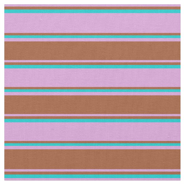 Plum, Sienna & Dark Turquoise Stripes Fabric (Close Up)