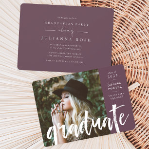 Plum Sketched Overlay Graduation Party Invitation
