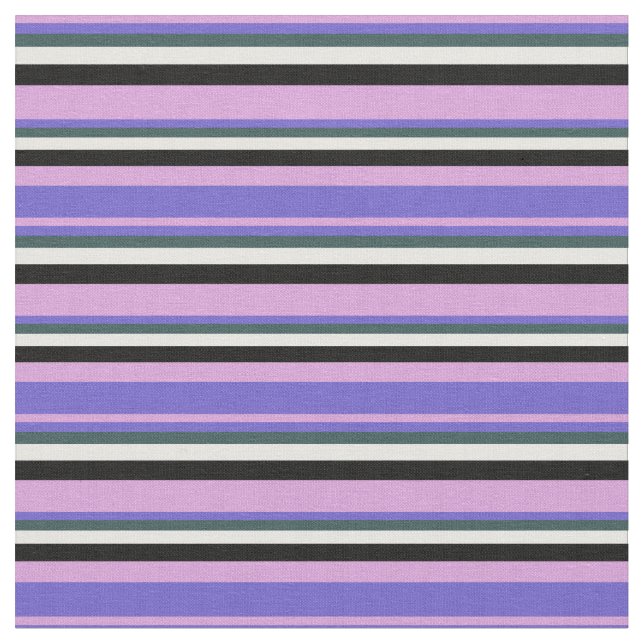 Plum, Slate Blue, Dark Slate Grey, White & Black Fabric (Close Up)
