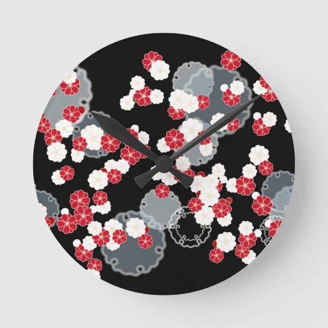 Plum Snow Ring New Year's Day Round Clock (Front)