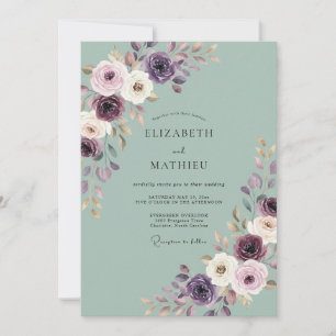Plum Soft Floral Flourish Wedding Invitation