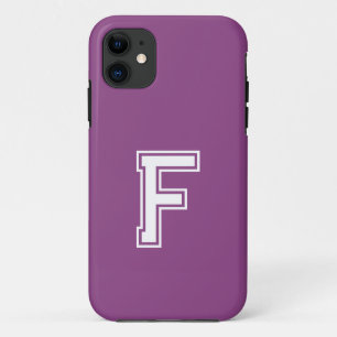 Plum Solid Colour   Minimalist Monogram iPhone 11 Case