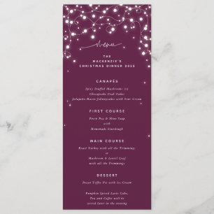 Plum Sparkling Lights Christmas Flat 4 Course Menu