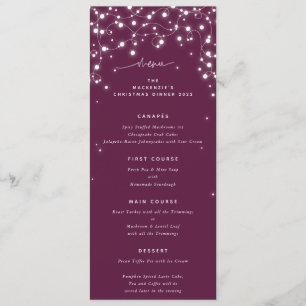 Plum Sparkling Lights Christmas Flat 4 Course Menu