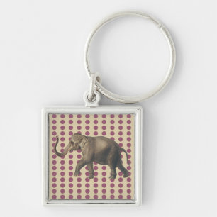 Plum Spice Moods Dots with Elephant Key Ring