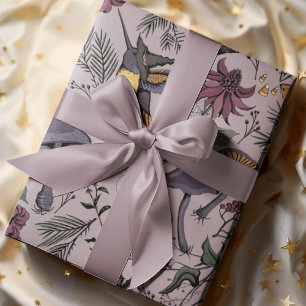 Plum Spooky Enchanted Hummingbird Garden Wrapping Paper