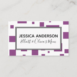 Plum Squares on White Mummy Play Date Calling Card