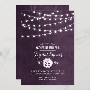 Plum String Lights Bridal Shower Invitation