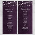 Plum String Lights Wedding Program<br><div class="desc">Chic modern summer wedding ceremony program template with simple elegant glowing string lights hanging across the top on a printed faux watercolor texture background. A simple and stylish preppy design, perfect for summer! Click the CUSTOMIZE IT button to customise text and fonts, move text around and create your own unique...</div>