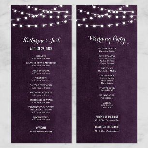 Plum String Lights Wedding Program
