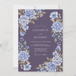 Plum Sumptuous Floral Wedding Invitation
