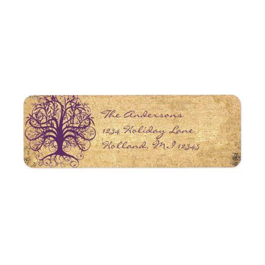 Plum Swirl Tree on Parchment Return Address Return Address Label