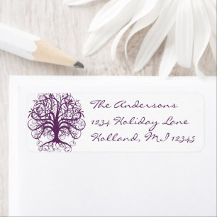Plum Swirl Tree Return Address Label