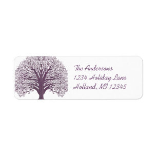Plum Swirl Tree Return Address Label