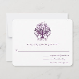 Plum Swirl Tree Wedding Response Card