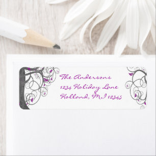 Plum Swirl Wood Grain Tree Return Address #2 Label