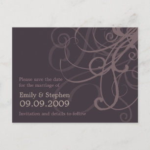 Plum Swirls • Save the Date Postcard