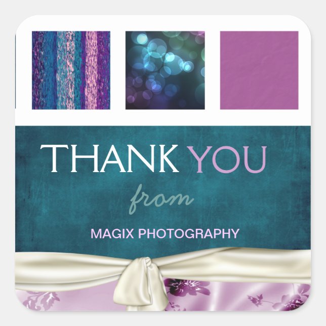 Plum & Teal Boxes Client Thank You Sticker (Front)