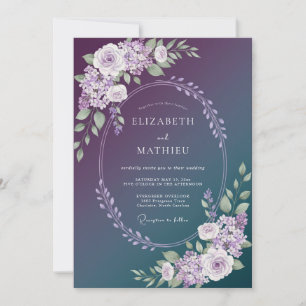 Plum Teal Ethereal Winter Wedding Invitation