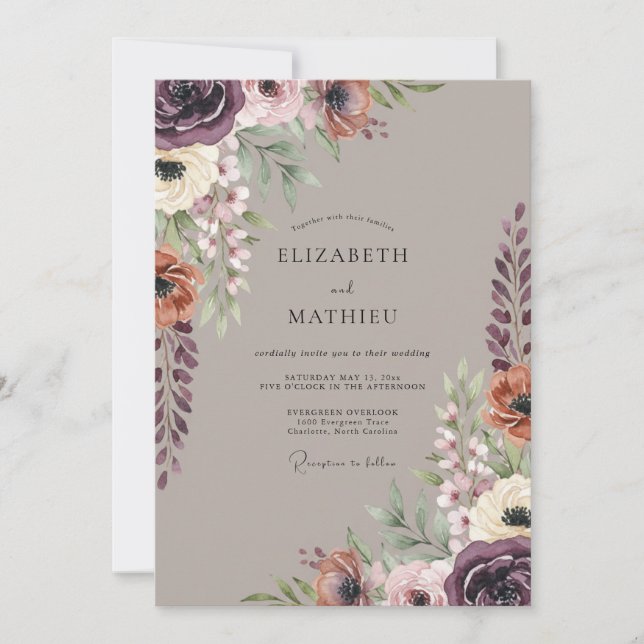 Plum Terracotta Vine Wedding Invitation (Front)