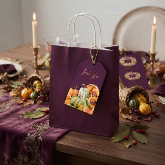 Plum Thanksgiving Favour Dual Sided Gift Tag