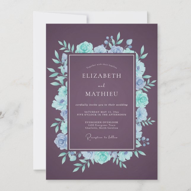 Plum Tranquil Winter Wedding Invitation (Front)