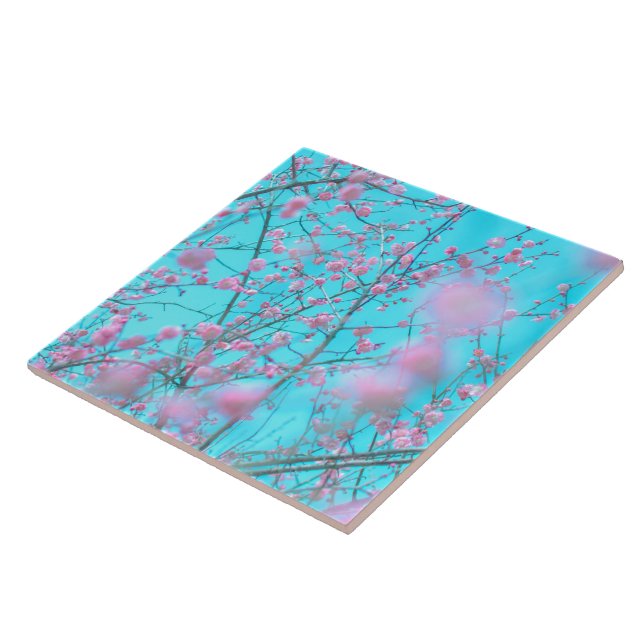 Plum Tree Blossoms Ceramic Tile (Side)