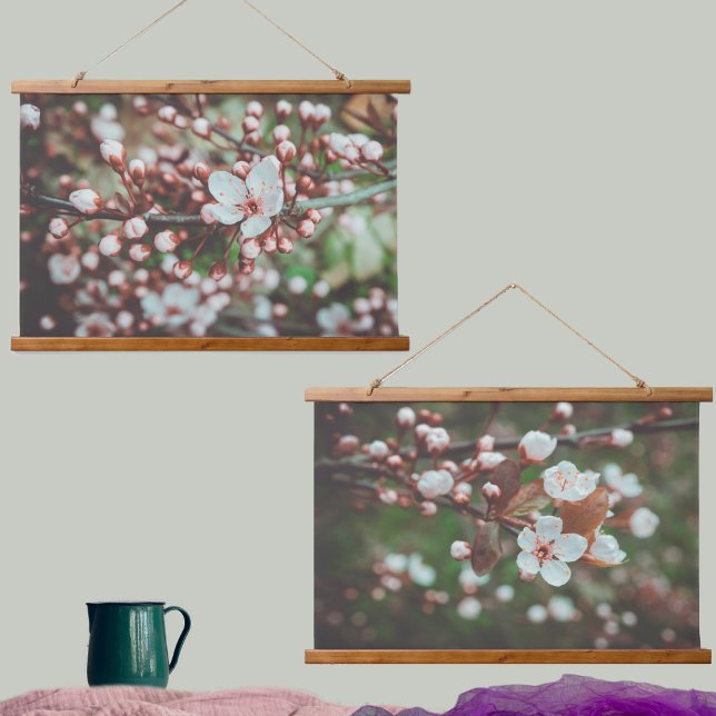 Plum Tree Branches with White Flowers Hanging Tapestry (Creator Uploaded)