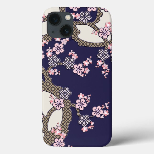 Plum tree flowers traditional japanese textile Case-Mate iPhone case (Back)