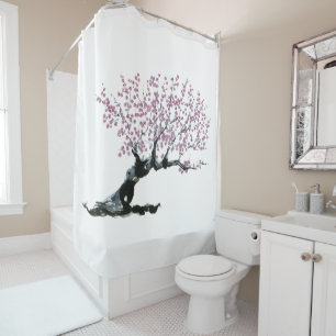 Plum tree shower curtain