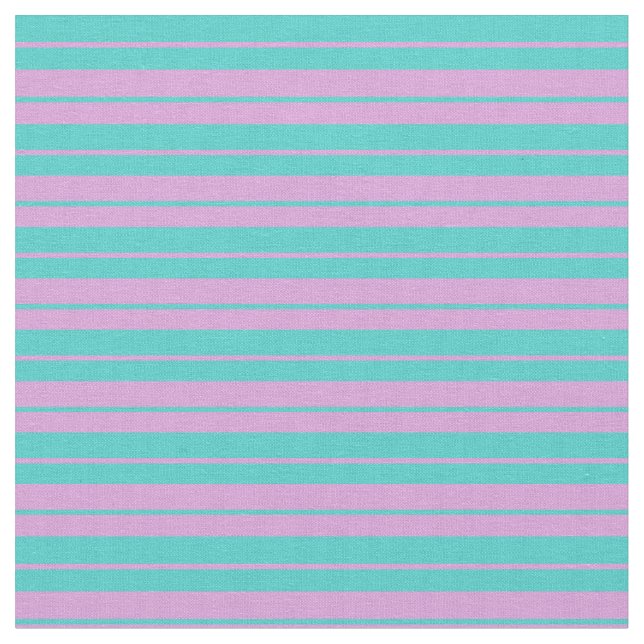 Plum & Turquoise Coloured Stripes/Lines Pattern Fabric (Close Up)